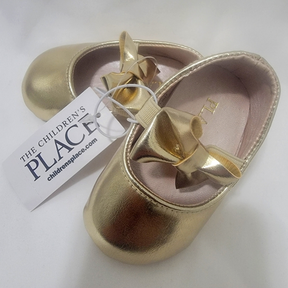 Baby girl newborn gold bow ballet flats